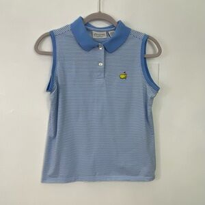 Masters Collection Vintage Sleeveless Polo Top Small Blue Stripe Golf Athletic